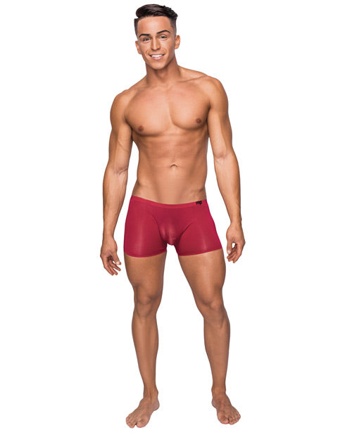 Load image into Gallery viewer, Seamless Sleek Short w/Sheer Pouch Red MD
