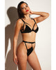 Cargue la imagen en el visor de la galería, FETISH Excitement Unlined Underwire Vinyl Bra &amp; Panty w/D-Ring &amp; Metal Clasp Black MD
