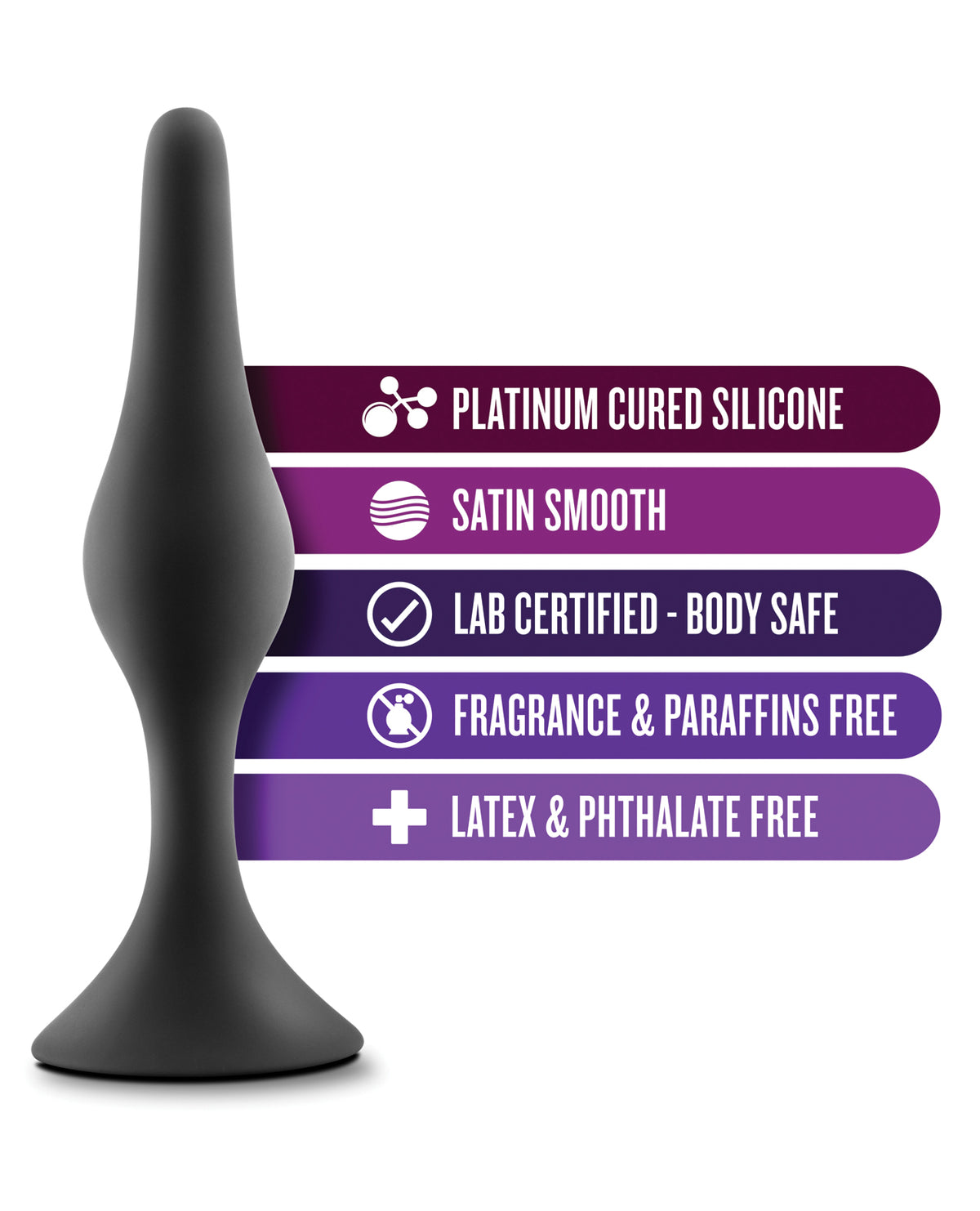 Blush Luxe Beginner Plug Small Black Anal Toy For Safe Gentle Play