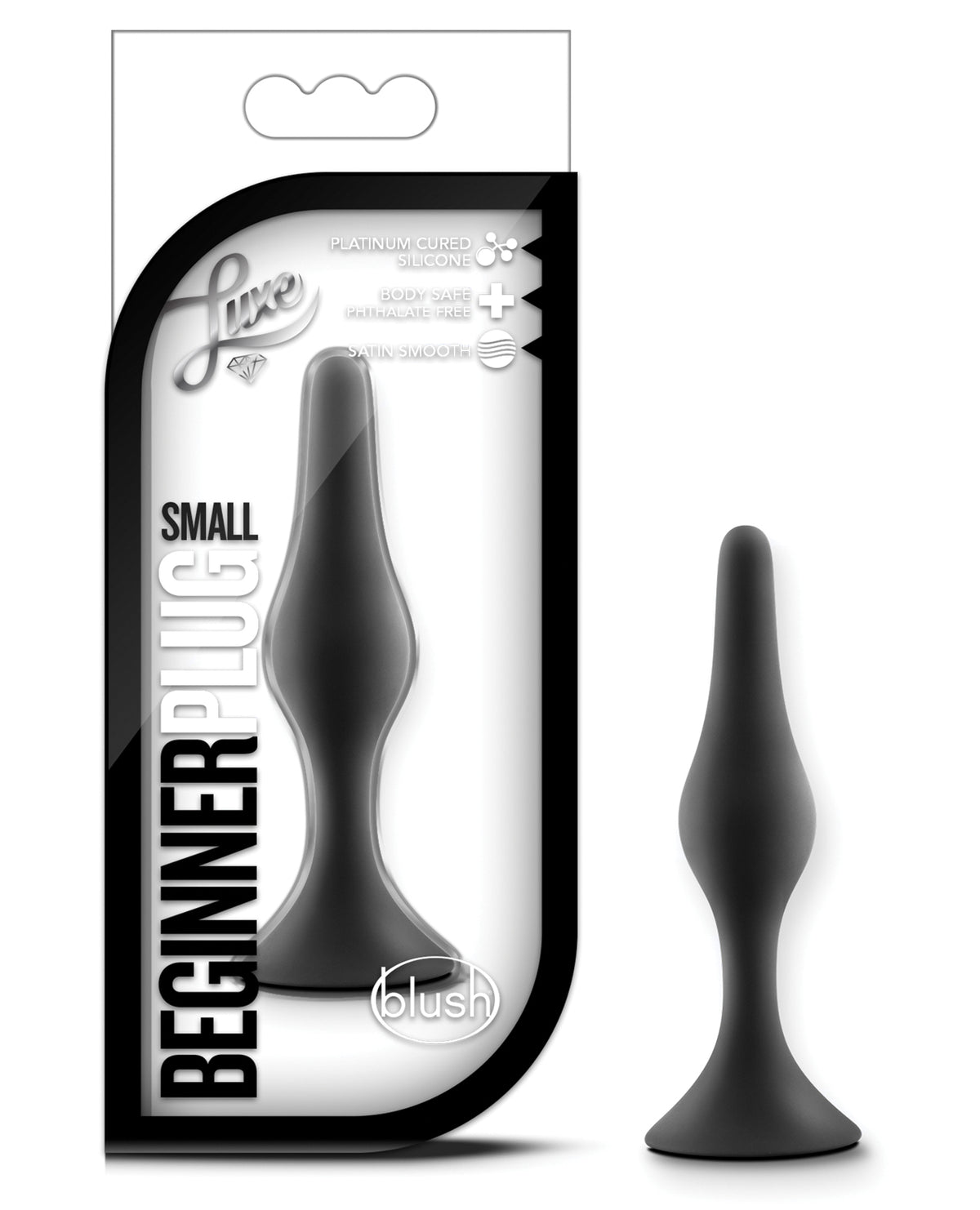 Blush Luxe Beginner Plug Small Black Anal Toy For Safe Gentle Play