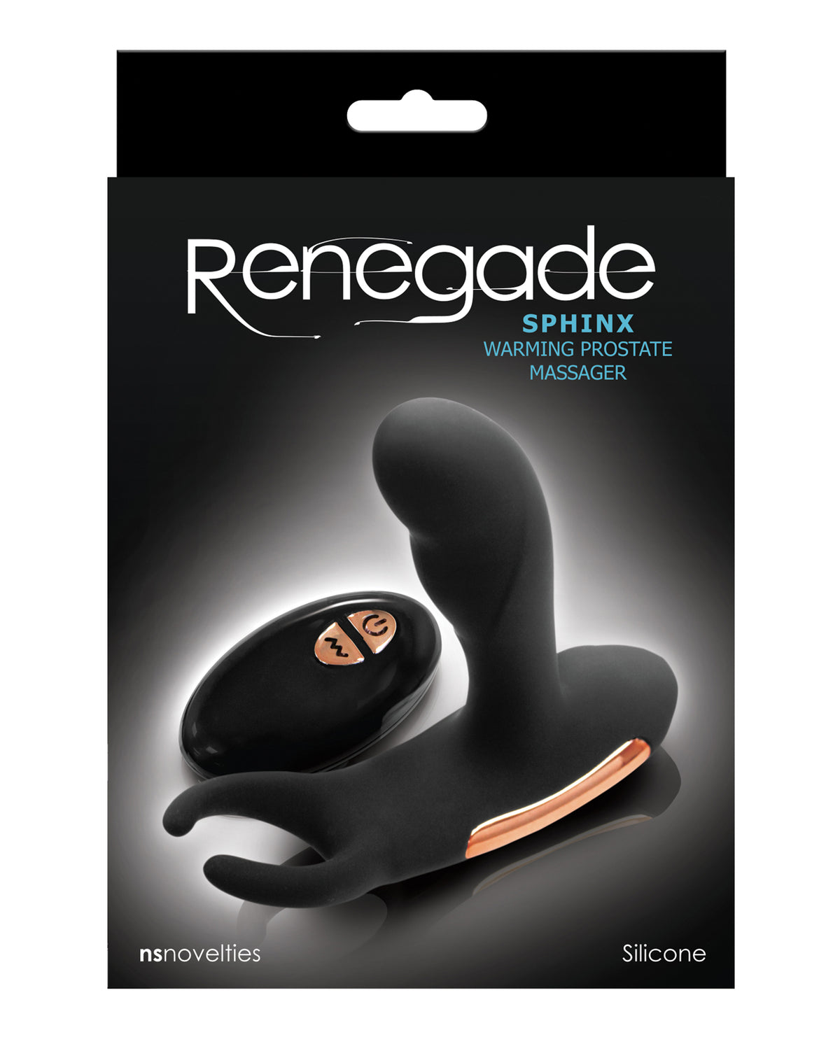 Renegade Sphinx Warming Prostate Massager Heated Vibrations Flexible Silicone Wireless Controller 2 Motors Black