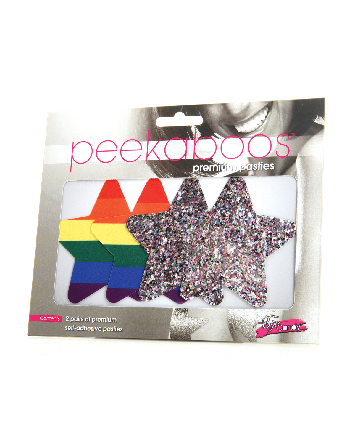 Peekaboos Orgullo Arcoíris Estrellas de Purpurina - Paquete de 2