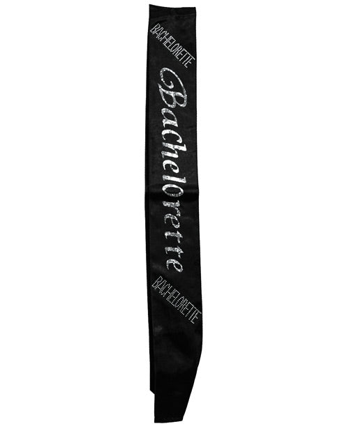 Bachelorette Non Flashing Sash Black With Silver Lettering
