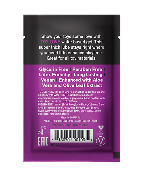 Wicked Sensual Care Toy Love Water Based Lubricant - .1 oz Fragrance Free