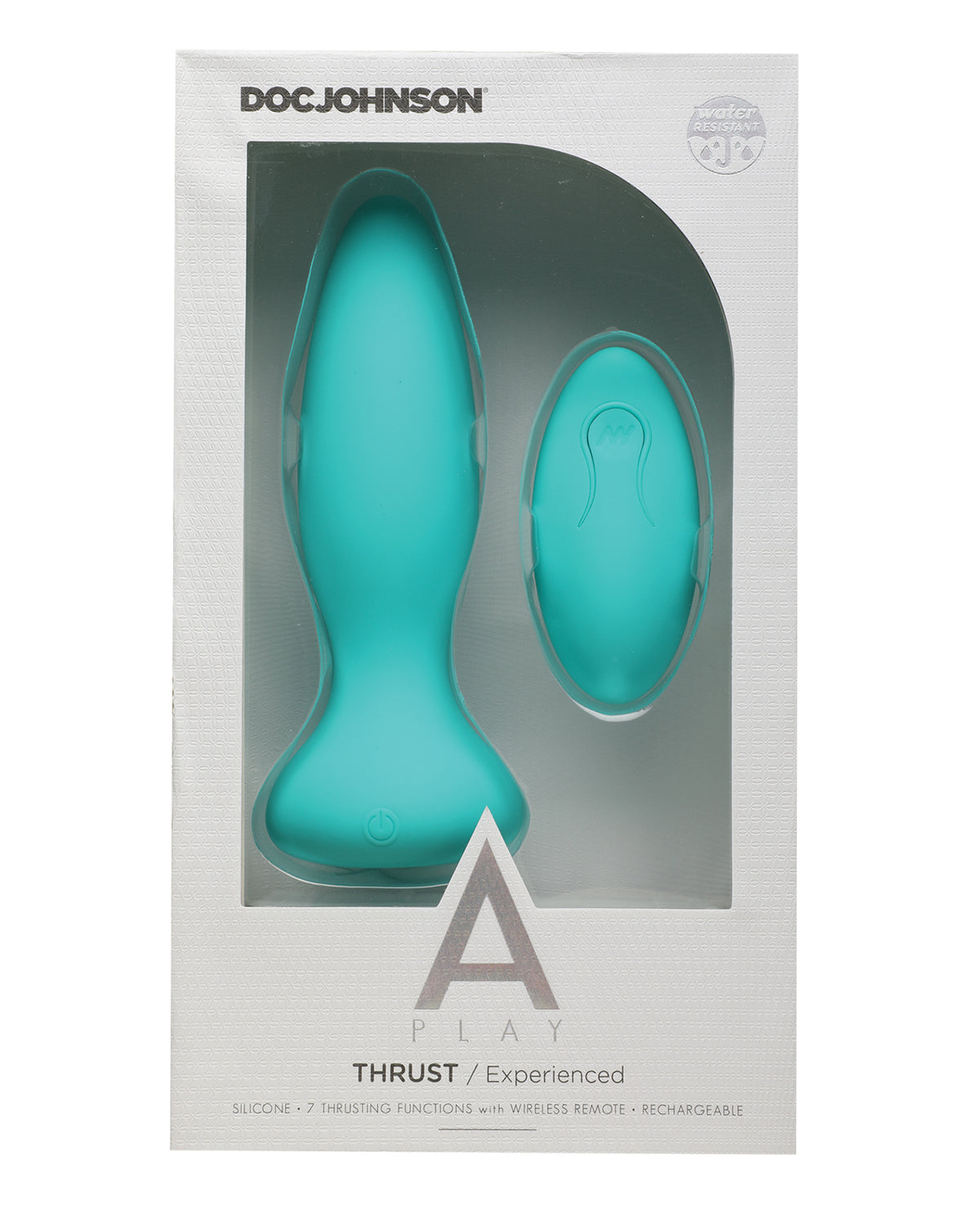 A Play Thrust Experienced Rechargeable Silicone Anal Plug w/Remote - Teal