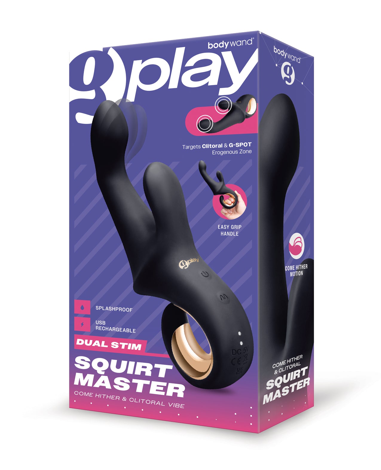 Vibrador de clítoris y punto G de doble estimulación Bodywand G-Play con Squirt Master