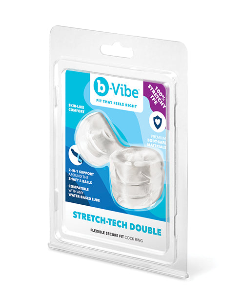 Carica l'immagine nel visualizzatore Galleria, Anello per pene B Vibe Stretch Tech a doppia fascia, flessibile e sicuro
