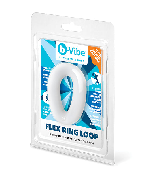 B-Vibe Flex Ring Loop in silicone super morbido, vestibilità sicura, anello per il pene trasparente