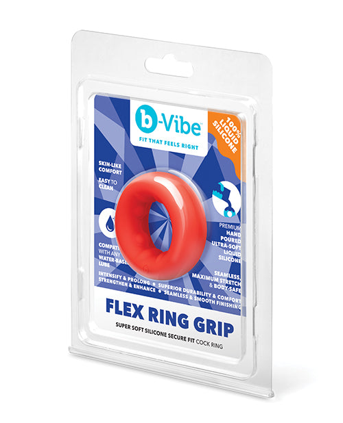 Cargue la imagen en el visor de la galería, Anillo para el pene Bvibe Flex Ring de silicona ultrasuave con agarre seguro, rojo
