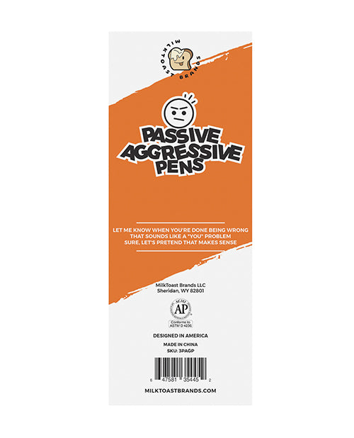 Pack de 3 stylos à bille rétractables Wood Rocket Passive Aggressive avec embout stylet