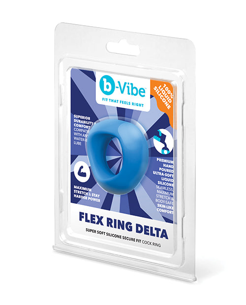 Anello per pene BVibes Flex Delta in silicone super morbido da uomo, blu