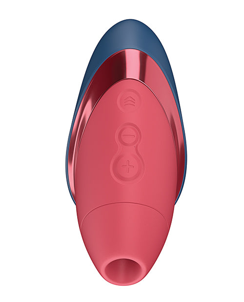Estimulador de clítoris compacto Womanizer Next Liberty con tecnología Pleasure Air 3D, azul y rojo