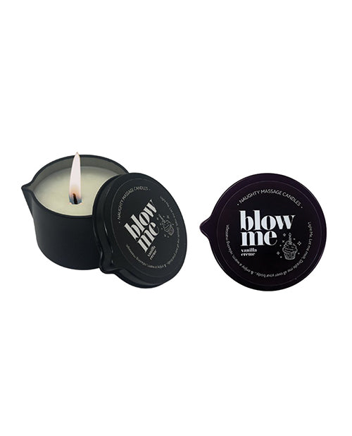 Vela de masaje Kama Sutra Blow Me en lata con boquilla para verter, 2 Oz, crema de vainilla