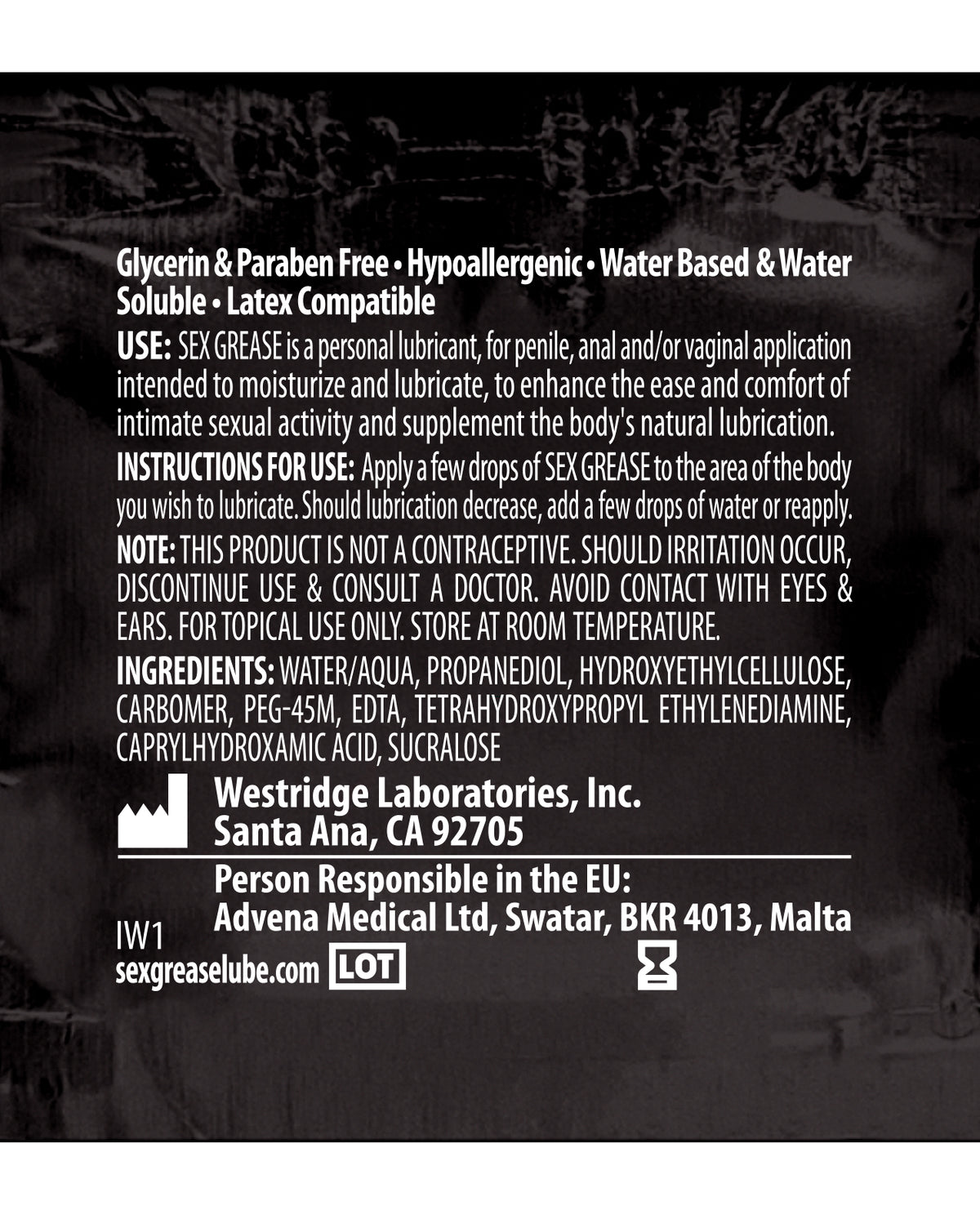 Sex Grease Water Based - 8.5 oz Bottle