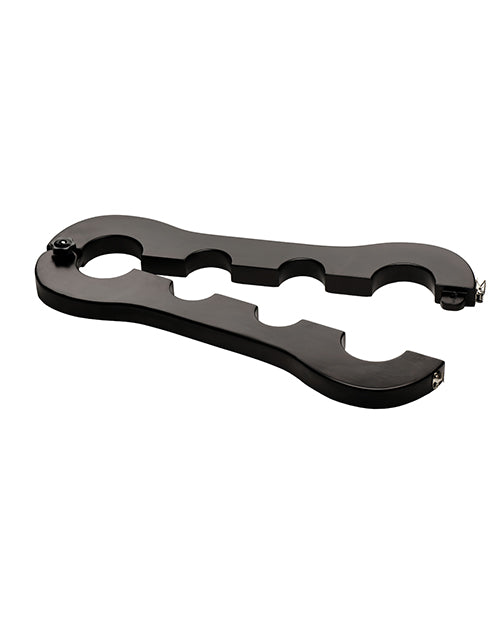 Trapped Wrist and Ankle Stocks Black Wood Bondage Restraints