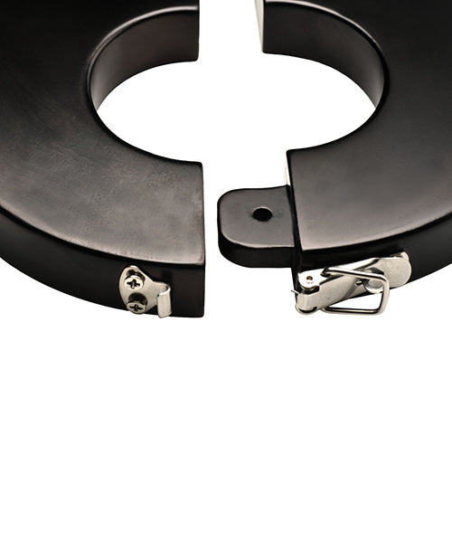 Trapped Wrist and Ankle Stocks Black Wood Bondage Restraints