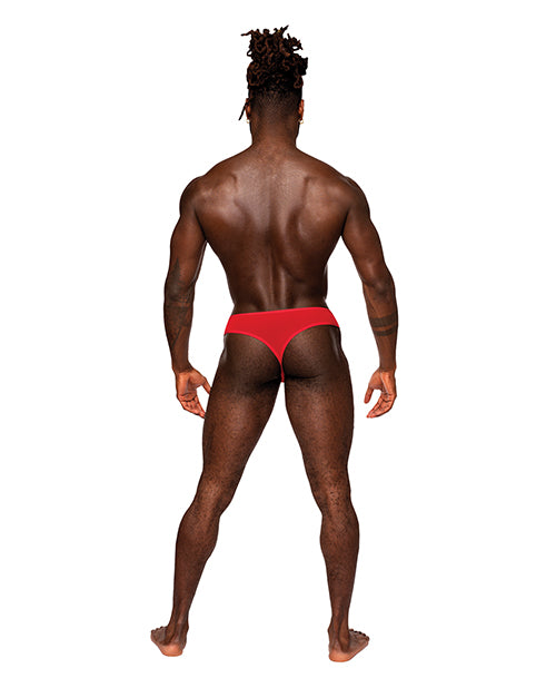 Sassy Lace Open Ring Thong Red Small Medium Crotchless Mesh Male Power