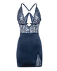 Carregar imagem no visualizador da Galeria, Davina V-Plunge Embroidered Babydoll w/Double Ring Charm - Navy SM
