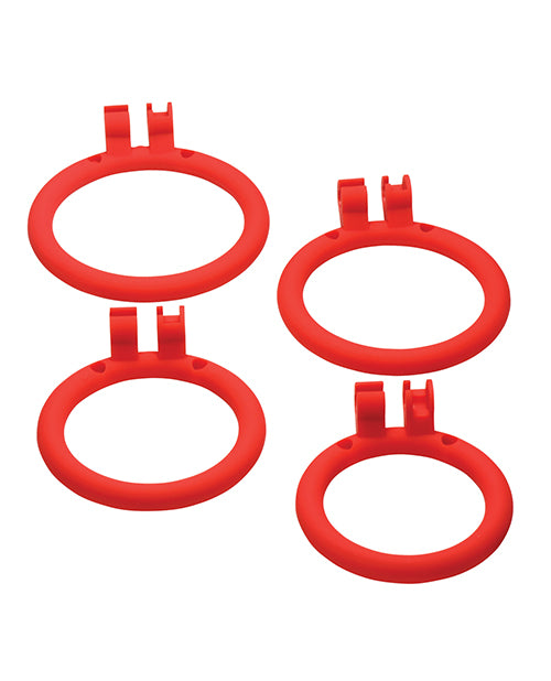 Master Series Bull Chastity Cage Red With Four Graduated Rings