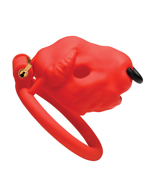 Master Series Bull Chastity Cage Red With Four Graduated Rings