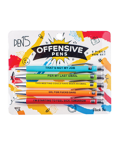Wood Rocket Offensive Pens 5 Pack Funny Sayings Ballpoint Pens