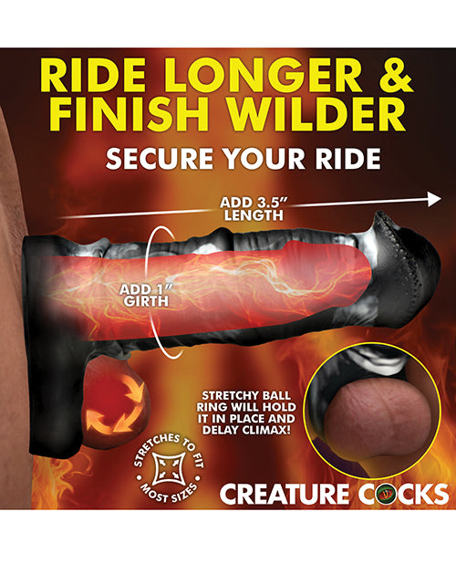 Creature Cocks Stallion Estensione del Pene in Silicone 1" - Nero/Argento Grande