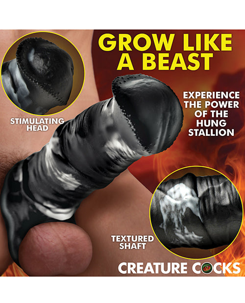 Creature Cocks Stallion Estensione del Pene in Silicone 1" - Nero/Argento Grande