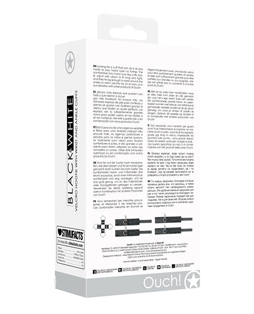 Shots Avs Black & White Velcro Hogtie med Hånd- og Ankelmanchetter - Sort