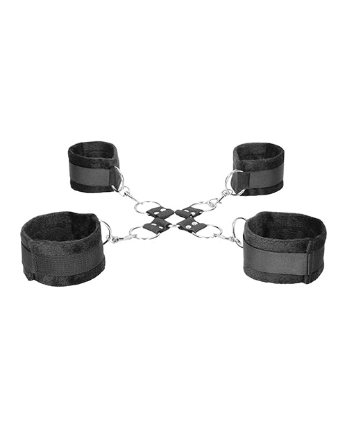 Shots Avs Black & White Velcro Hogtie med Hånd- og Ankelmanchetter - Sort