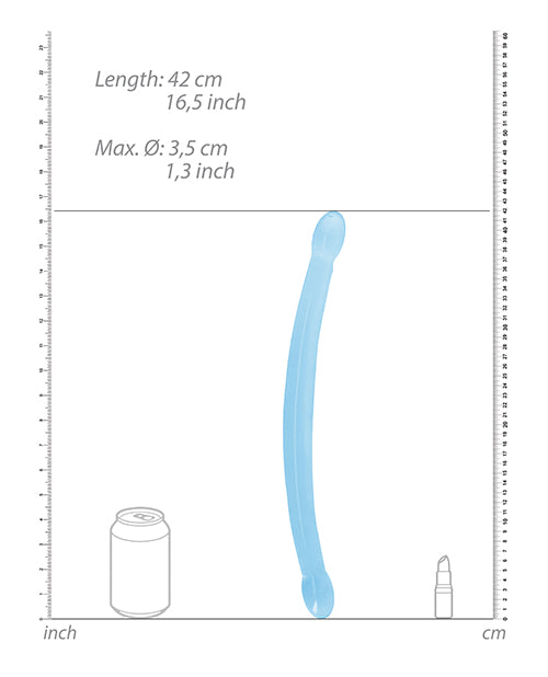 Shots RealRock Crystal Clear Dildo Duplo 17" - Azul