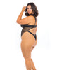 Load image into Gallery viewer, Josephine High Leg Teddy w/Removable Fishnet Collared Harness Black 3X

