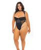 Load image into Gallery viewer, Josephine High Leg Teddy w/Removable Fishnet Collared Harness Black 3X
