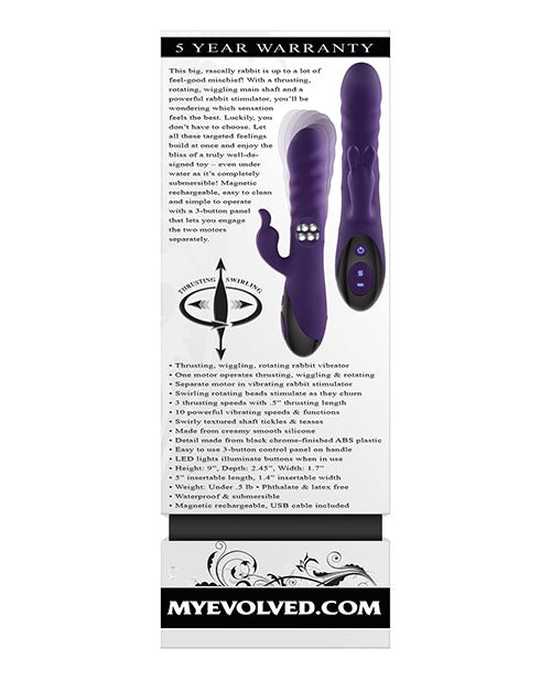 Evolved Rascally Rabbit Purple Vibrator With Dual Stimulators Evolved Rascally Rabbit Purple Vibrator With Dual Stimulators