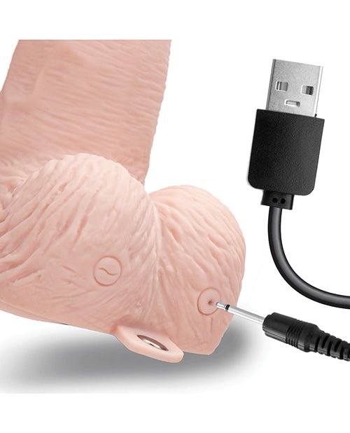 Lux Fetish 6" Ładowalny Strap On z Kulami - Kość Słoniowa