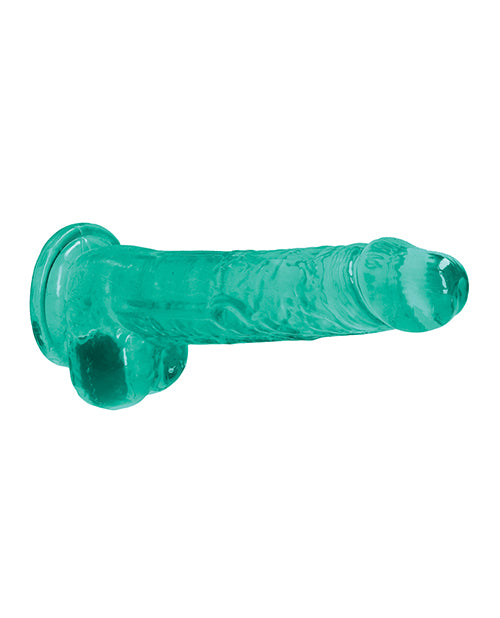 Shots RealRock realistyczny przezroczysty kryształowy dildo 8" z kulkami - turkusowy