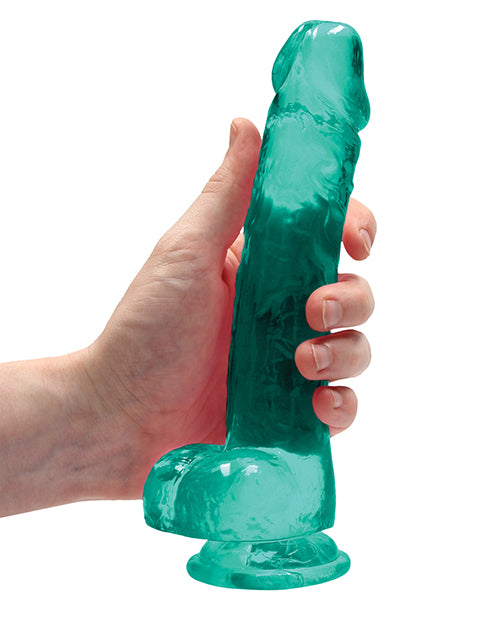Shots RealRock realistyczny przezroczysty kryształowy dildo 8" z kulkami - turkusowy