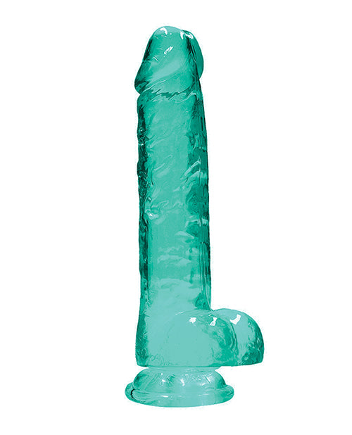 Shots RealRock realistyczny przezroczysty kryształowy dildo 8" z kulkami - turkusowy
