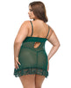 Load image into Gallery viewer, Valentine Lacey Babydoll With G String Green 1X To 2X
