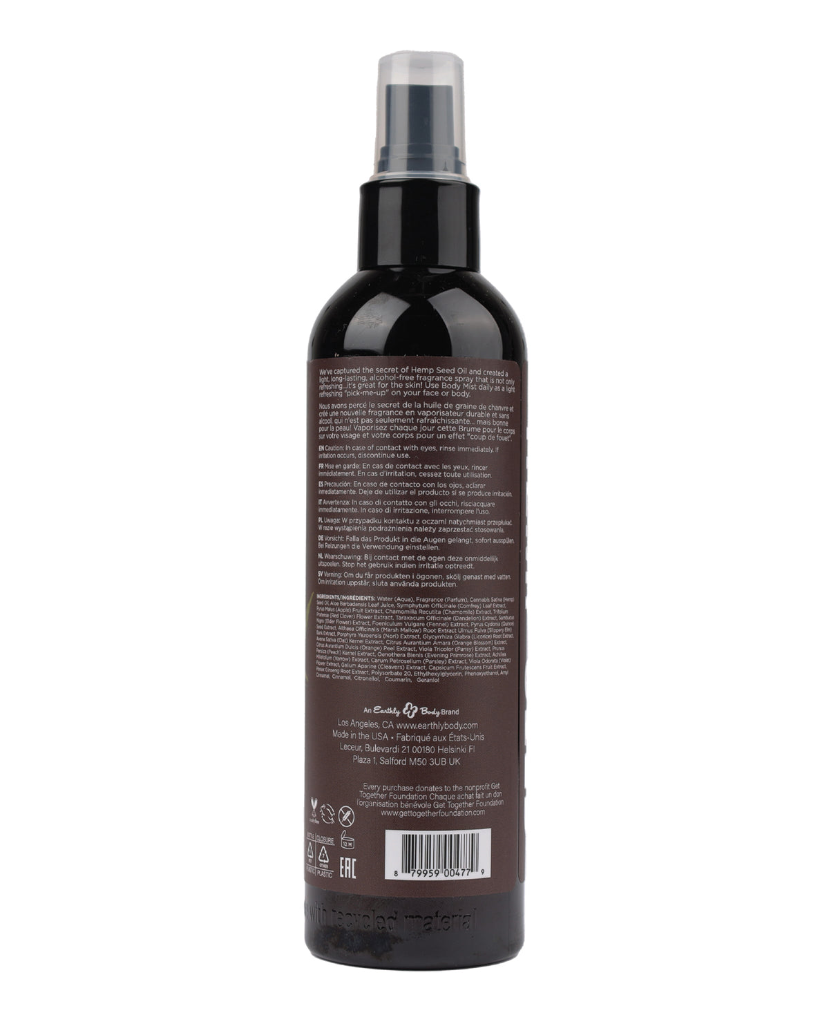 Earthly Body hennepzaad hydraterende lichaamsmist - 8 oz Nag Champa