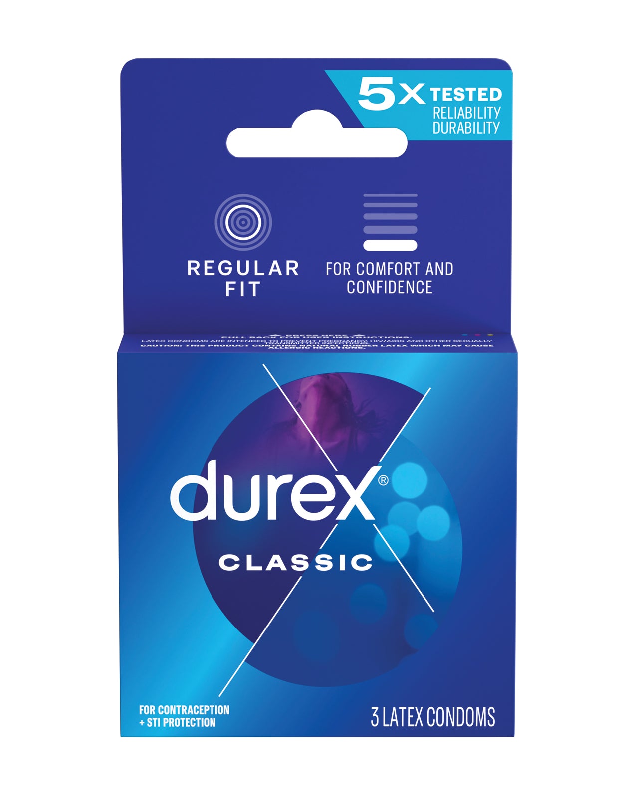 Durex Classic Condoms 52mm Nominal Width 3 Pack Box