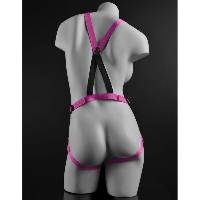Dillio 7" Strap-On Suspender Harness Set - Pink