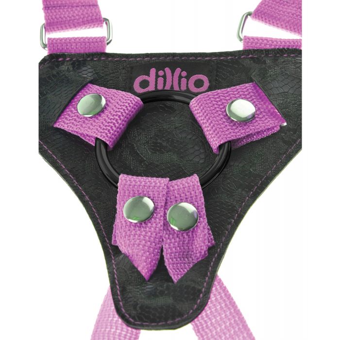 Dillio 7" Strap-On Suspender Harness Set - Pink