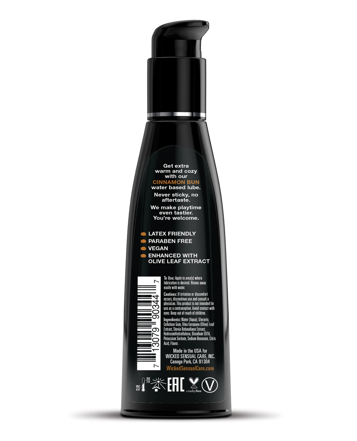 Lubricante a base de agua Wicked Sensual Care Aqua - 4 oz Panecillo de canela