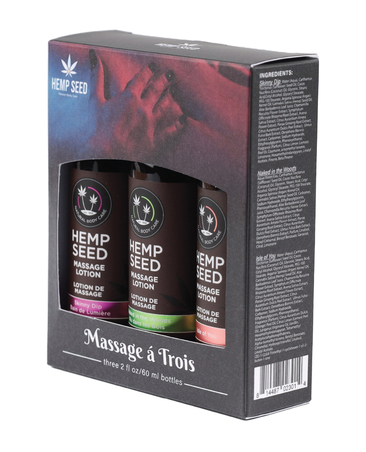 Earthly Body Massage Lotion Trio 2 Oz Isle Skinny Naked