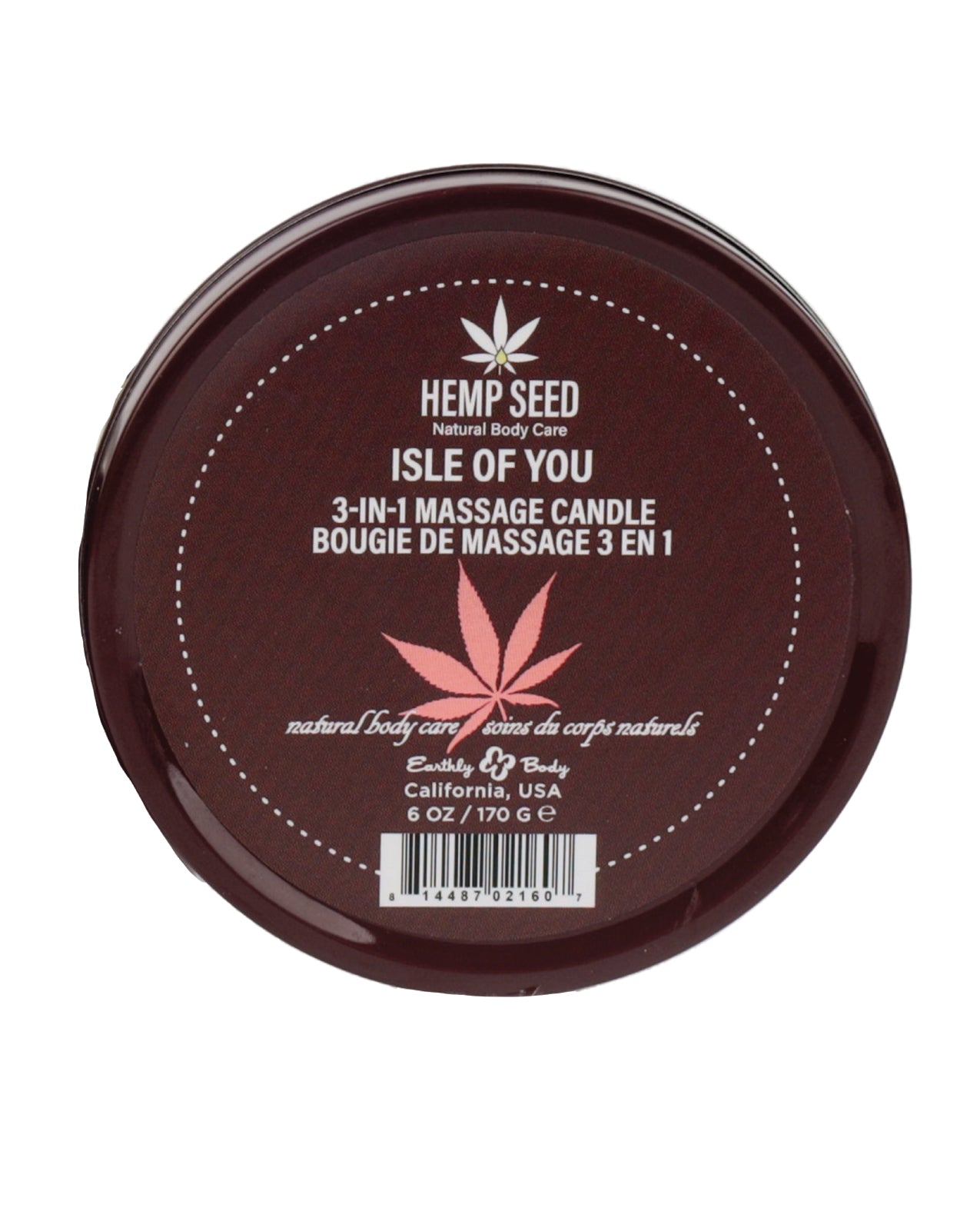 Bougie de massage au chanvre Suntouched Earthly Body Isle Of You 6 Oz