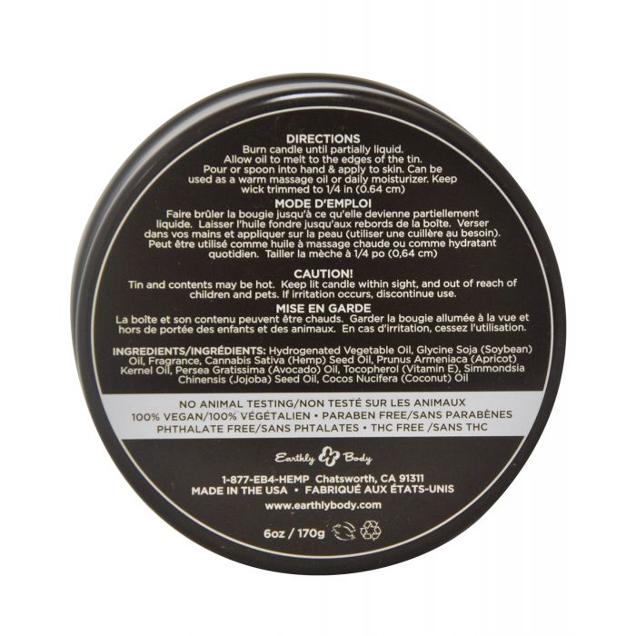 Earthly Body Suntouched Hemp Candle - 6 oz Round Tin Lavender