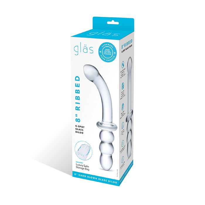 Glas 8" Ribbed G-Spot Glass Dildo