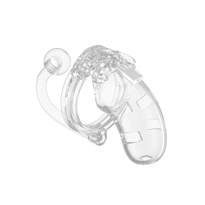 Shots Man Cage Chastity 3.5" Cock Cage w/Plug Model 10 - Clear