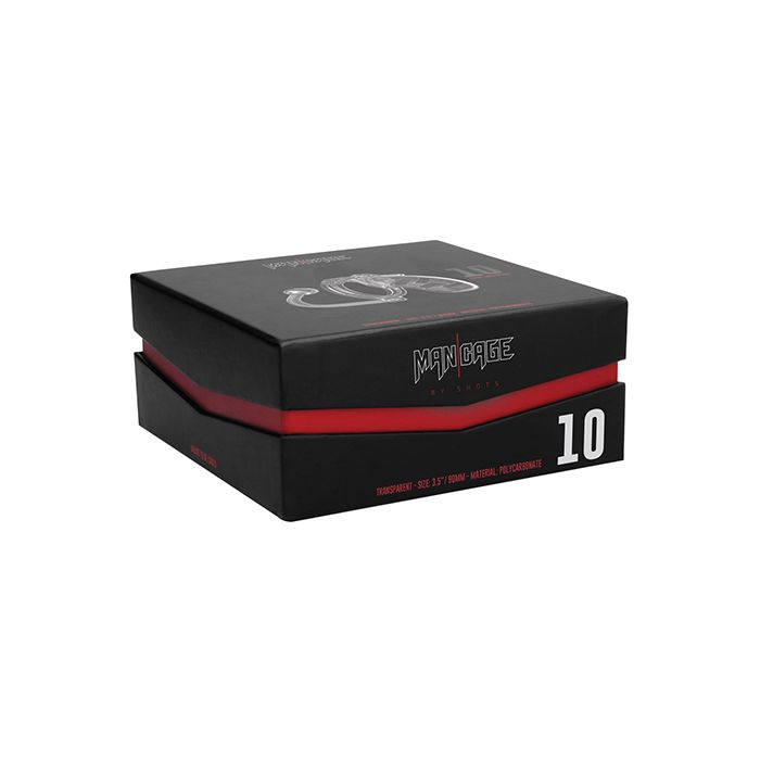 Shots Man Cage Chastity 3.5" Cock Cage w/Plug Model 10 - Clear