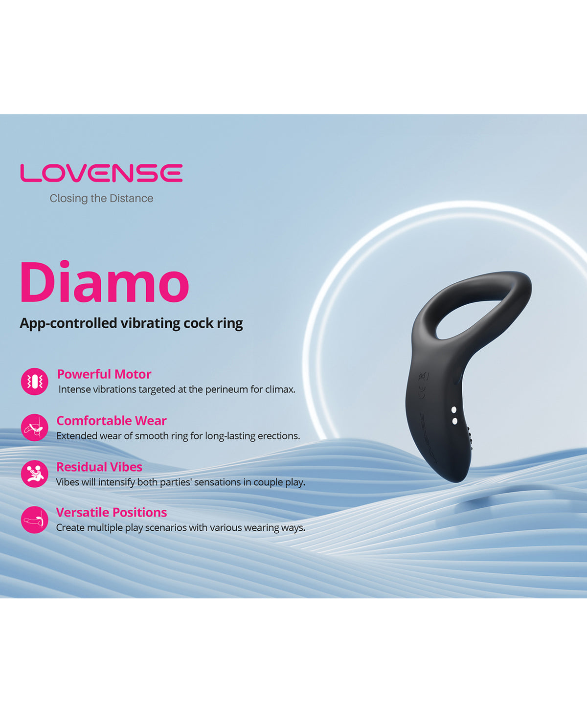 Lovense Diamo Cock Ring - Black